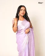 Indian Fendi silk Saree (Lavender) - Image 2