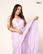 Indian Fendi silk Saree (Lavender) - Image 3