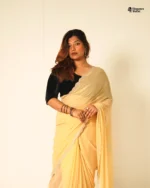 Indian weightless jorjet silk Saree (Beige) - Image 3