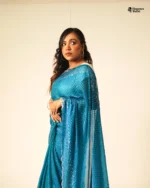 Indian Fendi silk Saree (Peacock Blue) - Image 3