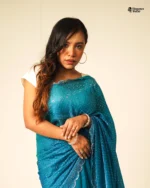 Indian Fendi silk Saree (Peacock Blue) - Image 2