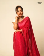 Indian Fendi silk Saree (Turquoise) - Image 3