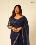 Indian weightless jorjet silk Saree (Blue) - Image 3