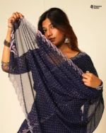 Indian weightless jorjet silk Saree (Blue) - Image 2