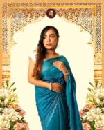 Indian Fendi silk Saree (Peacock Blue)