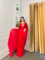 Red Fedni Silk Saree - Image 3