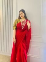 Red Fedni Silk Saree - Image 4