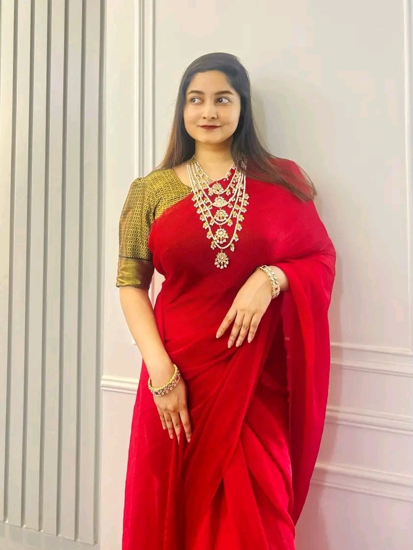 রেড ফেন্ডি সিল্ক শাড়ি ১